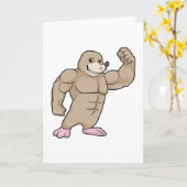 Mool als bodybuilder met grote spieren kaart (Gele Bloem)