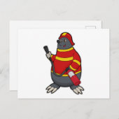 Mool als brandweerman met brandblusser briefkaart (Voorkant / Achterkant)