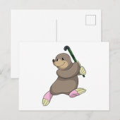 Mool bij hockey met hockeystick briefkaart (Voorkant / Achterkant)