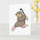 Mool bij hockey met hockeystick kaart (Gele Bloem)