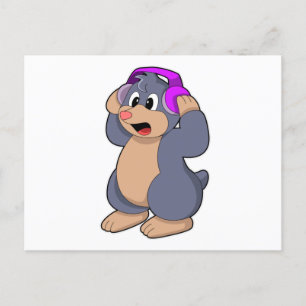 Mool bij muziek met hoofdtelefoon briefkaart