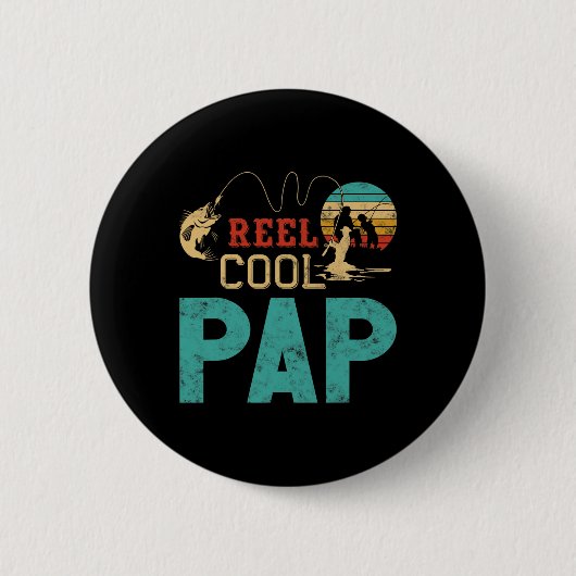 Mool Cool Pap Visvangst Vaderdag Cadeau Voor Visse Ronde Button 5,7 Cm (Voorkant)