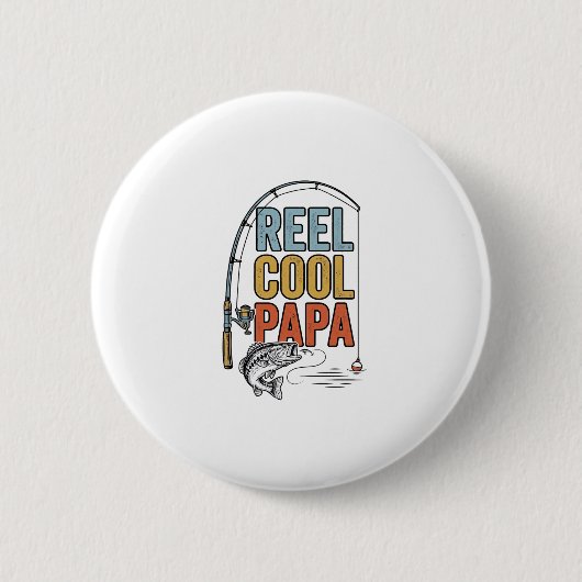 Mool Cool Papa Vis Shirt Ontwerp_1 Ronde Button 5,7 Cm (Voorkant)