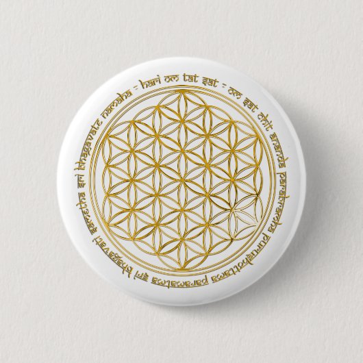Moola mantra / bloem van het levensgoud ronde button 5,7 cm (Voorkant)