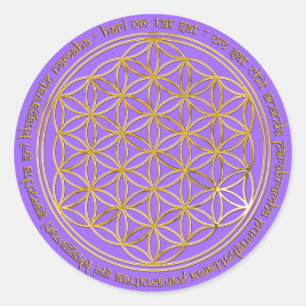 Moola Mantra/Blume Des Lebens/lila BG Ronde Sticker