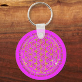 Moola Mantra/Blume Des Lebens | Roze Sleutelhanger (Voorkant)