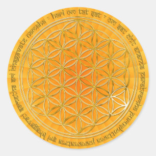 Moola Mantra / Blume Des Lebens / yellow radial BG Ronde Sticker