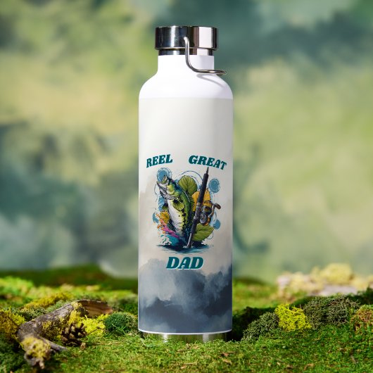 Moolig Goede Vader Visenthousiast Vaderdag Cadeau Waterfles (Buiten (Gedraaid) )