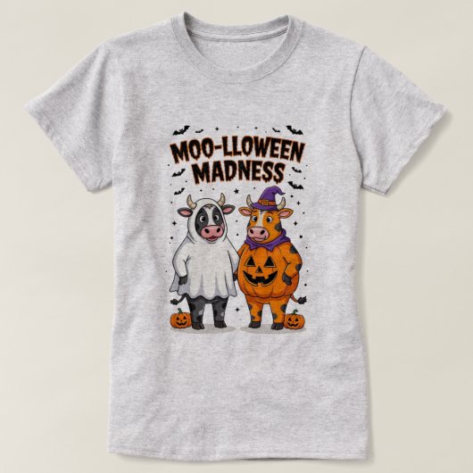Moolloween Wanorde Fun Cow Halloween T-shirt (Design voorkant)
