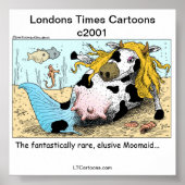 Moomaid 1/2 Koe 1/2 Mermaid Funny Poster (Voorkant)