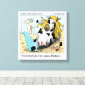 Moomaid Funny 1/2 Mermaid 1/2 Koe Canvas Print (Insitu (Houten vloer))