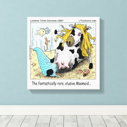 Moomaid Funny 1/2 Mermaid 1/2 Koe Canvas Print (Insitu (Houten vloer))