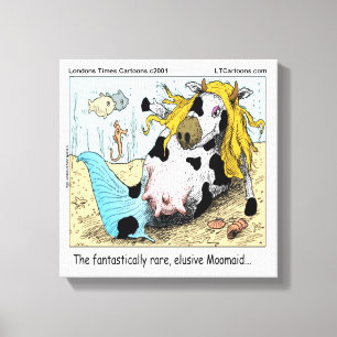 Moomaid Grappige 1/2 Zeemeermin 1/2 Koe Canvas Pri Afdruk