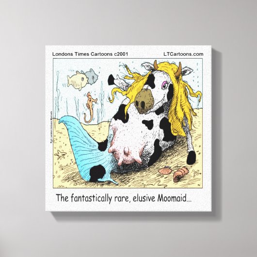 Moomaid Grappige 1/2 Zeemeermin 1/2 Koe Canvas Pri Afdruk (Voorkant)
