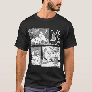 Moomin Papa Bloem Zwarte Omlijning T-shirt
