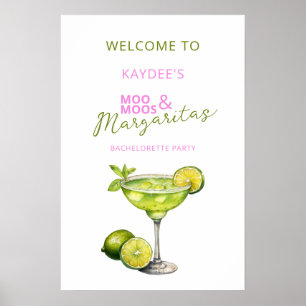 MooMoos & Margaritas Bachelorette Welkom Bord Poster