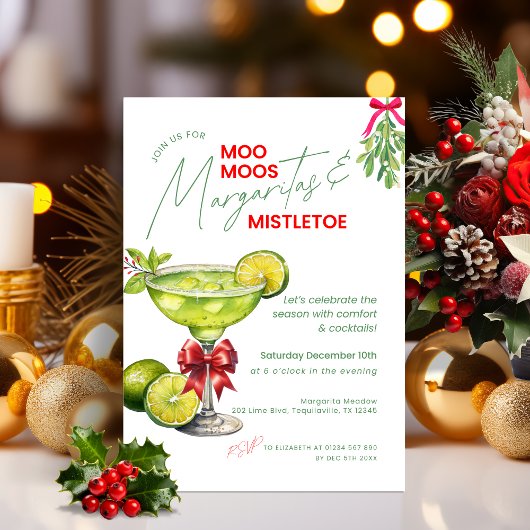 MooMoos, Margaritas & Mistletoe Kerstfeest Kaart
