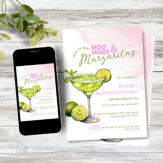 MooMoos & Margaritas Roze Bachelorette-feest Kaart