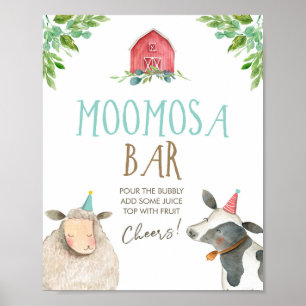 Moomosa Bar Mimosa Farm Animals Barnyard Birthday Poster
