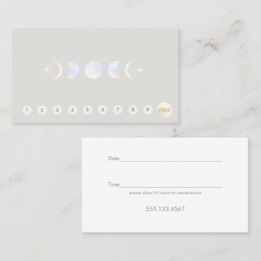 Moon 10 Punch Customer Loyalty Appointment Visitekaartje (Voorkant / Achterkant)