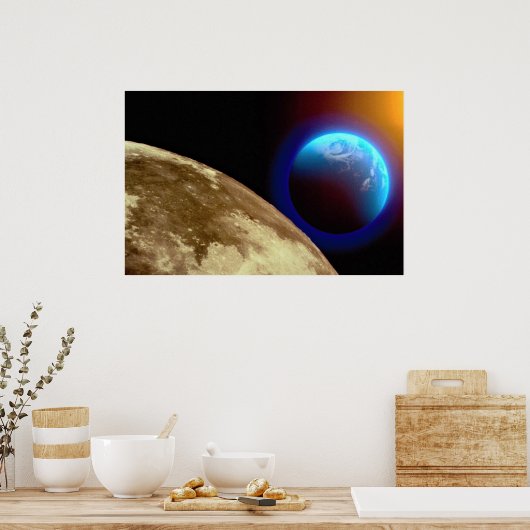 Moon, aarde en zon poster (Keuken)