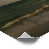 Moon achter wolken over oceaan met golven canvas p poster (Hoek)