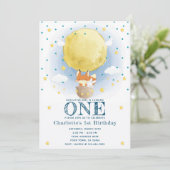 Moon Air Balloon Stars Glitter Verjaardag Kaart (Staand voorkant)