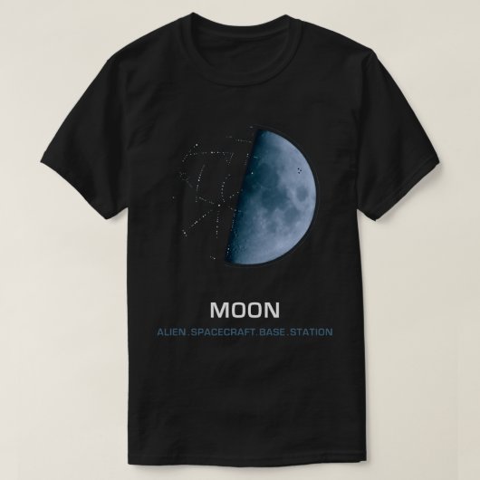 Moon Alien Spacecraft (blue moon) T-shirt (Design voorkant)
