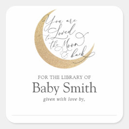Moon and Back Baby shower Library Vierkante Sticker