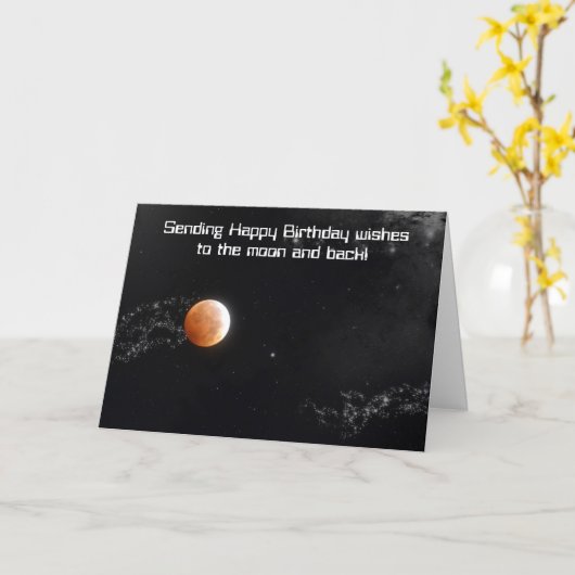 Moon and Back Birthday Wishes Kaart (Gele Bloem)