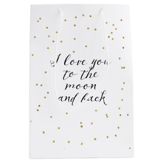 Moon and Back Gold Confetti Medium Cadeauzakje (Voorkant)