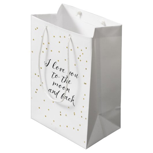 Moon and Back Gold Confetti Medium Cadeauzakje (Voorkant Gekanteld)