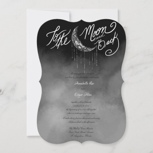 Moon and Back Silver and Black Night Sky Kaart (Voorkant)