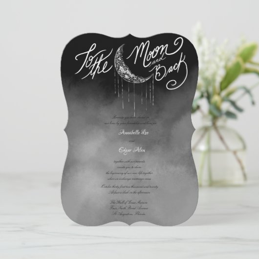 Moon and Back Silver and Black Night Sky Kaart (Staand voorkant)