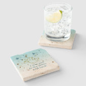 Moon and Back Stars Aqua Ombre   Stenen Onderzetter (Zijkant)