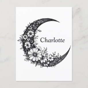 Moon and Flowers Art met  naam Briefkaart