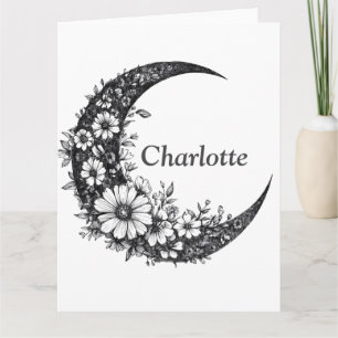 Moon and Flowers Art met naam Kaart