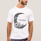 Moon and Flowers Art met naam T-shirt (Voorkant)
