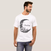 Moon and Flowers Art met naam T-shirt (Voorkant volledig)