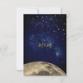 Moon and Night Sky Blue Gold Monogram RSVP Kaartje (Voorkant)