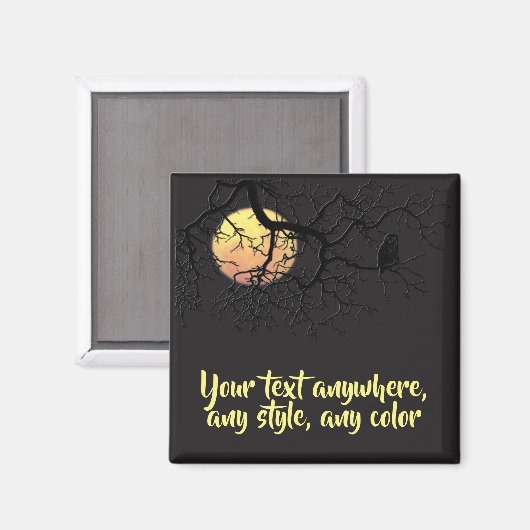 Moon and Owl Silhouette Magneet (Voorkant / Achterkant)