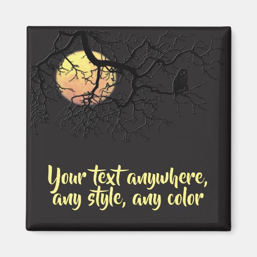 Moon and Owl Silhouette Magneet (Voorkant)