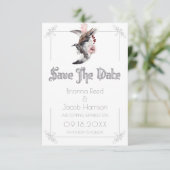 Moon and Raven Waterverf Wedding Save the Date Kaart (Staand voorkant)