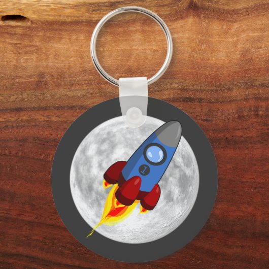 Moon and Rocket Sleutelhanger (keyring) (Voorkant)