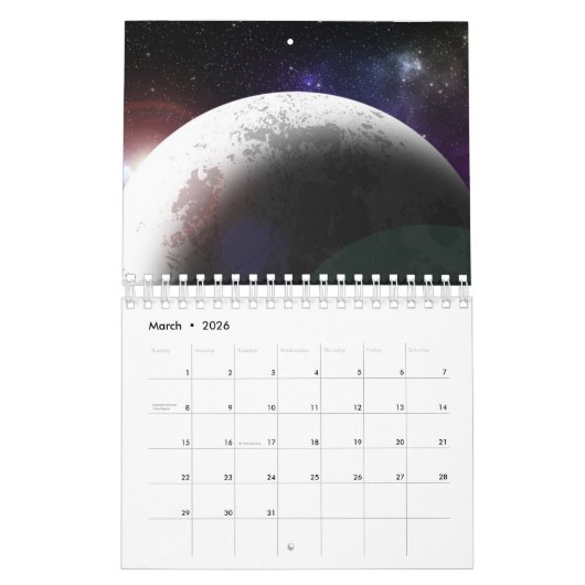 Moon and space kalender (Mar 2026)