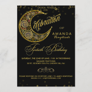 Moon and Stars 40th Birthday Party Invitation Kaart