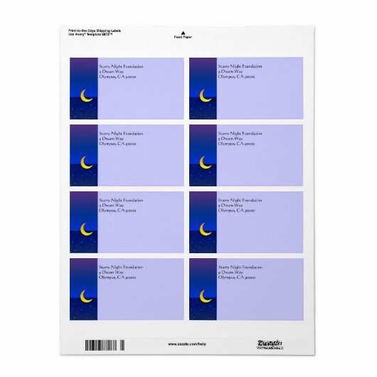 Moon and Stars Aangepast verzendlabel (Full Sheet)
