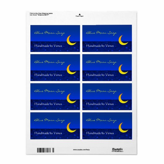 Moon and Stars  Art Custom Craft Labels (Full Sheet)