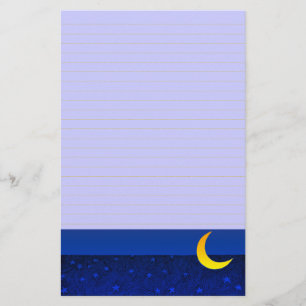 Moon and Stars  Art Lined Stationery Briefpapier