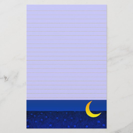 Moon and Stars  Art Lined Stationery Briefpapier (Voorkant)